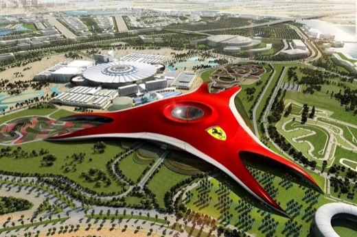 Ferrari World on Yas Island from above