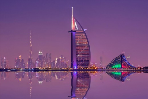 Dubai skyline at dusk